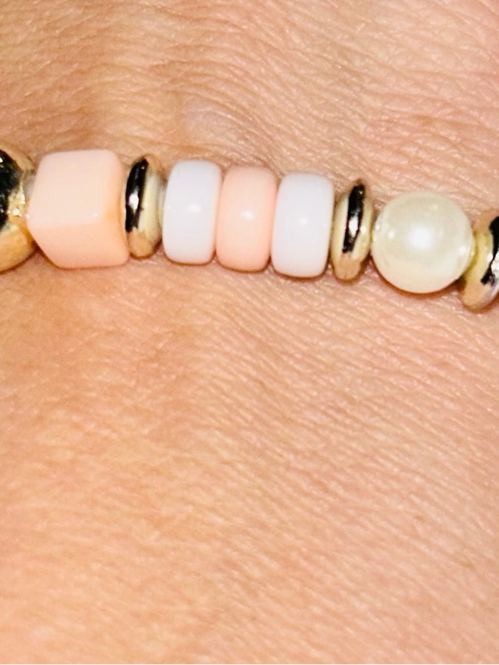 Delicate Pink & White Beaded Women's Bracelet